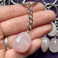 Rose Quartz Tumble Stone Keychain