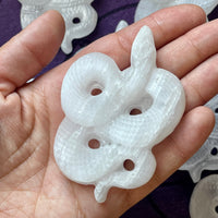 Selenite (Satin Spar) Snake Carving