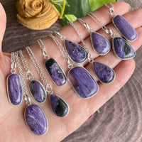 Charoite Sterling Silver Pendant Necklace