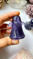 Short Purple Fluorite Ghost Carving