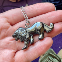 Hematite Lion Carving Necklace