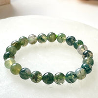 Moss Agate 8mm Beaded bracelet