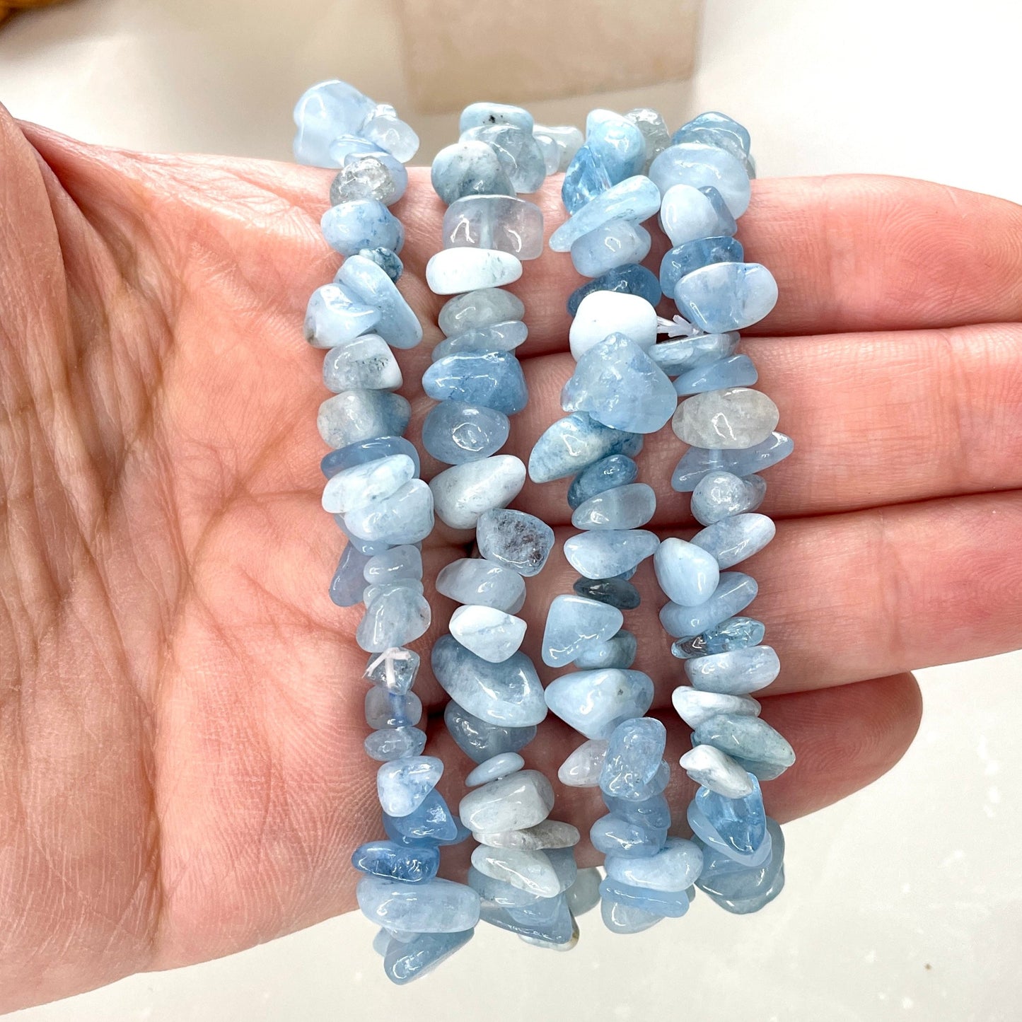 Aquamarine Chip Bead Bracelet