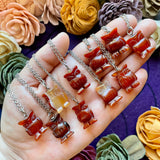 Carnelian Agate Owl Carving Necklace