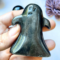 Silver Sheen Obsidian Ghost Carving