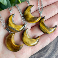Gemstone Moon Pendant Necklace (choose stone
