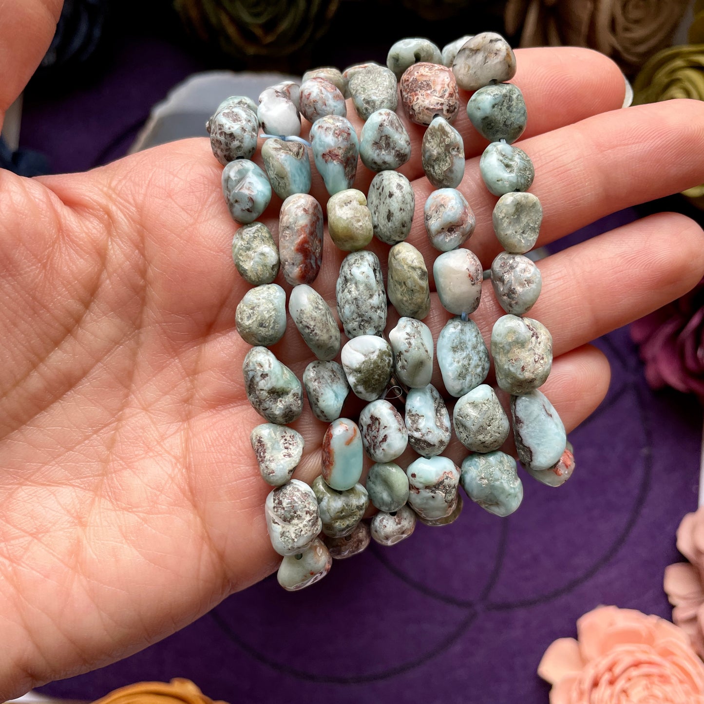 Larimar Tumbled Stone Beaded bracelet