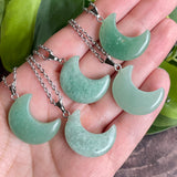 Gemstone Moon Pendant Necklace (choose stone