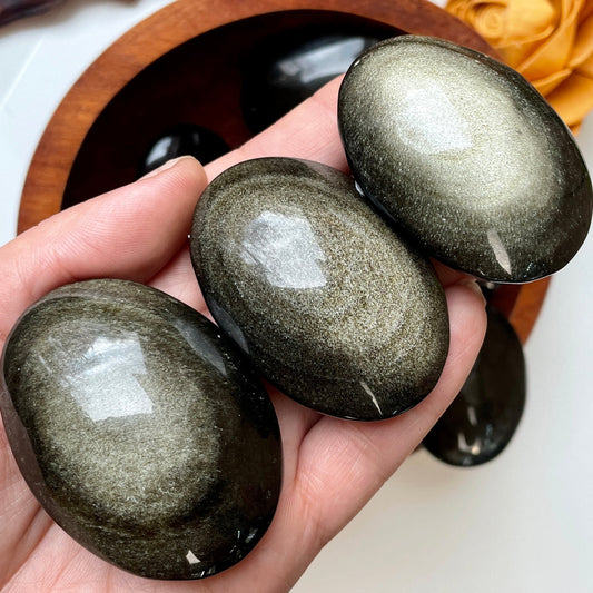 Gold Sheen Obsidian Polished Palm Stone