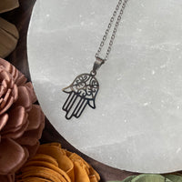 Silver Hamsa Hand Necklace
