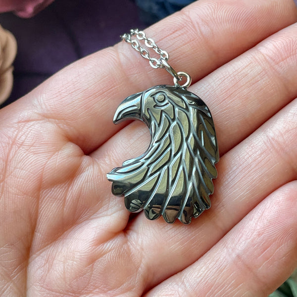 Hematite Eagle Carving Necklace