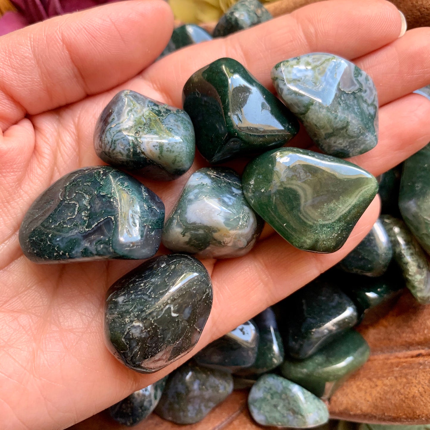 Moss Agate Tumbled Stone