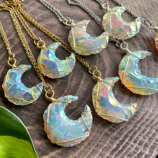 Aura Opalite Moon Necklace