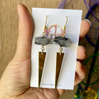 Brass Spike Earrings (Choose Gemstone)