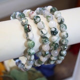 Moss agate faceted 8mm beaded bracelet