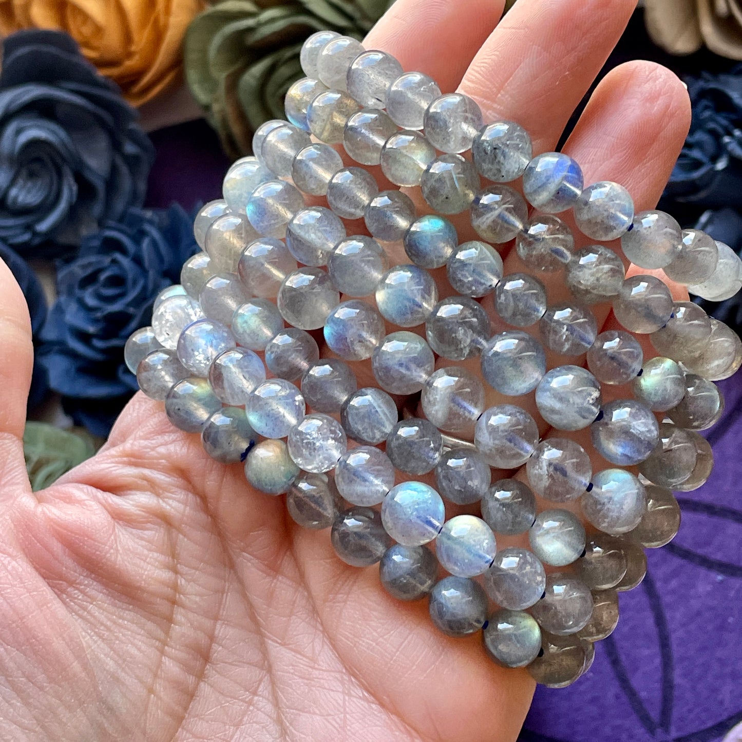 Flashy Labradorite 8mm Beaded bracelet