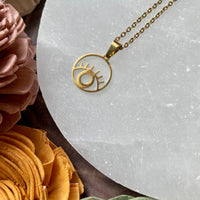 Gold Evil Eye Charm Necklace