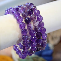 Amethyst faceted 8mm beaded bracelet
