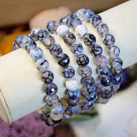 Fire Crackle Agate faceted 8mm beaded bracelet