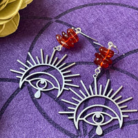 Amber Eye Dangling Earrings
