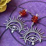 Amber Eye Dangling Earrings