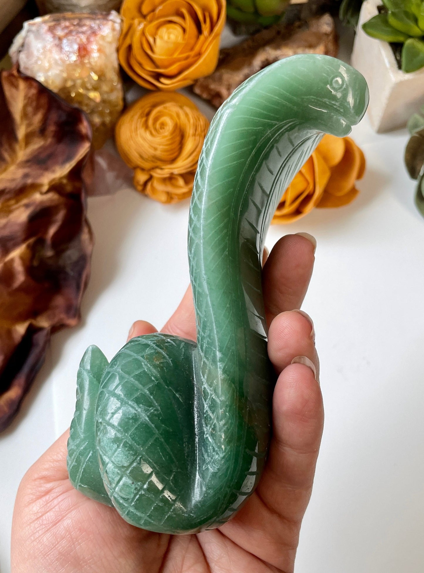 Green Aventurine Cobra Carving