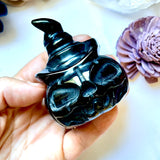 Large Black Obsidian Jack-O-Lantern Carving