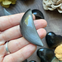 Silver Sheen Obsidian Moon Carving