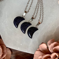 Blue Goldstone Moon Necklace