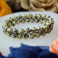 Dalmatian Jasper faceted 8mm beaded bracelet
