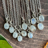 Rainbow Moonstone Small Pendant Sterling Silver Necklace