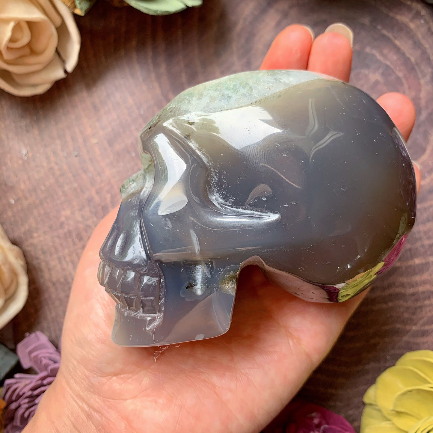 Druzy Agate Skull 1.2 lb