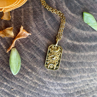 Small Gold Tarot Card Eye Necklace