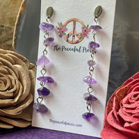 Dangling Amethyst Chip Earrings