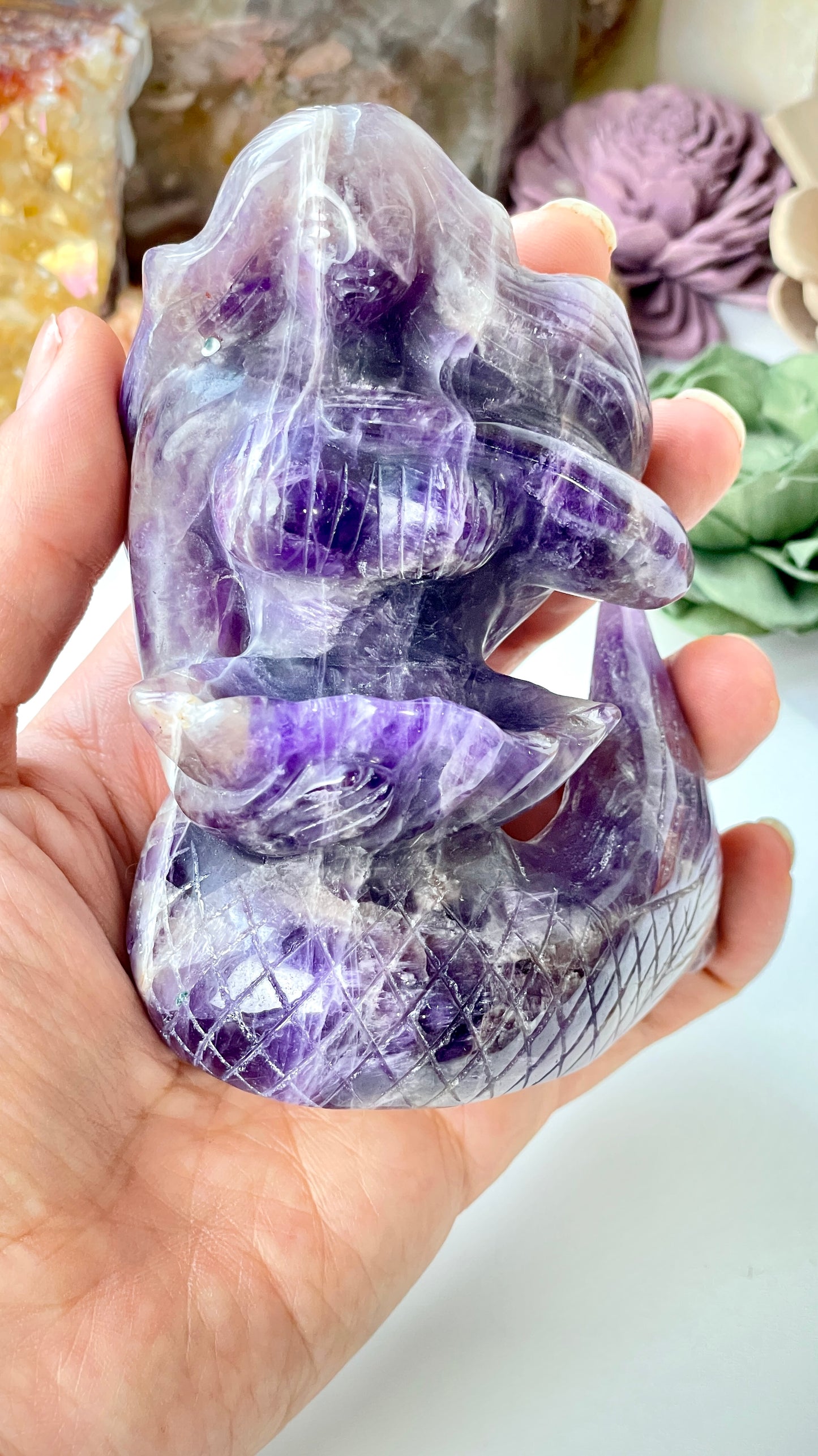 Amethyst Mermaid Carving