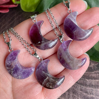 Gemstone Moon Pendant Necklace (choose stone