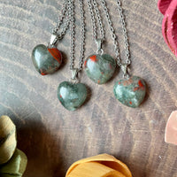Small Bloodstone Heart Necklace
