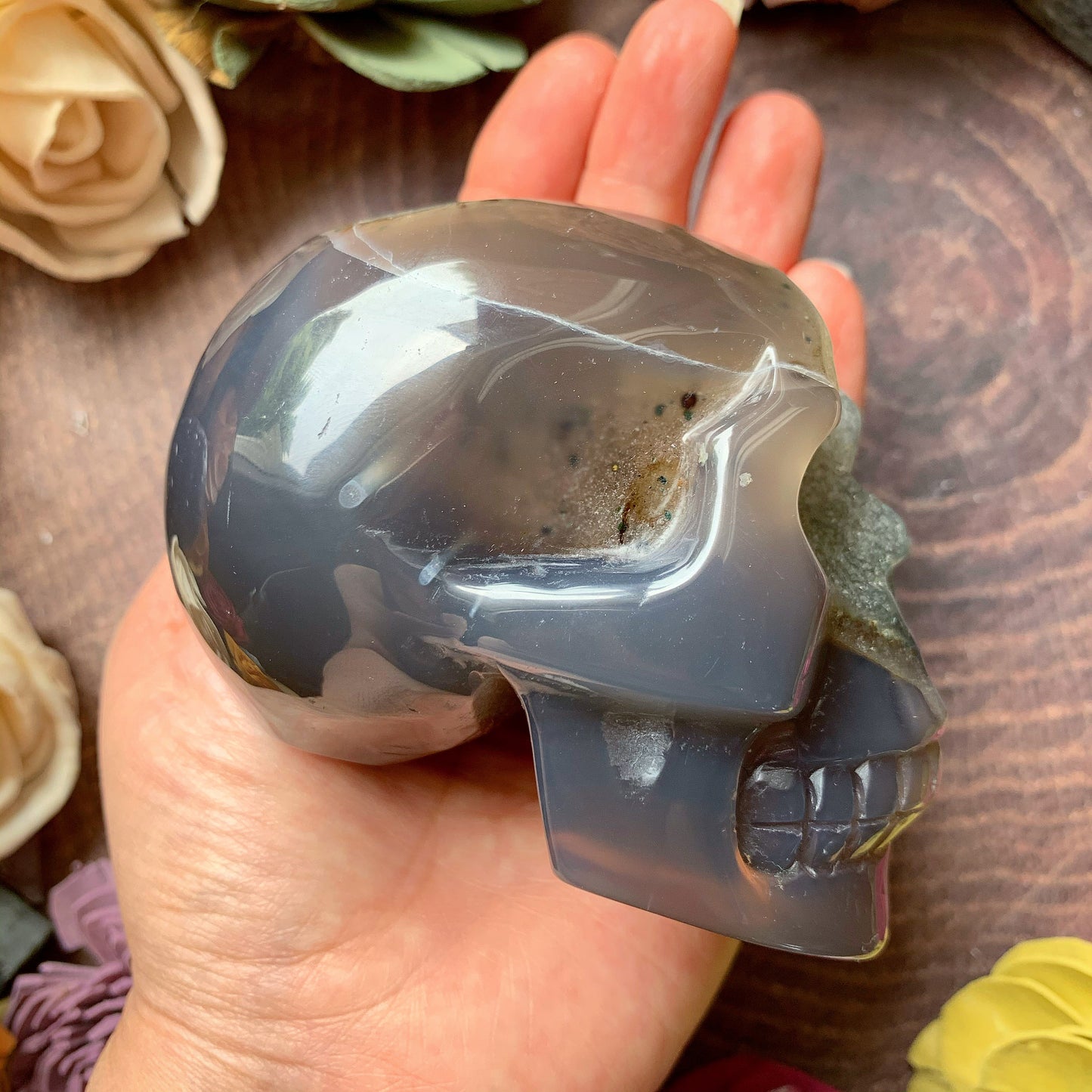 Druzy Agate Skull 1.2 lb