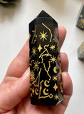 Celestial Etched Obsidian Tower Point