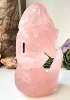 Rose Quartz 1.7 lbs Mermaid Carving