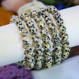 Dalmatian Jasper faceted 8mm beaded bracelet