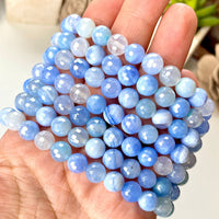Aura Blue Lace Agate 8mm Faceted Beaded bracelet