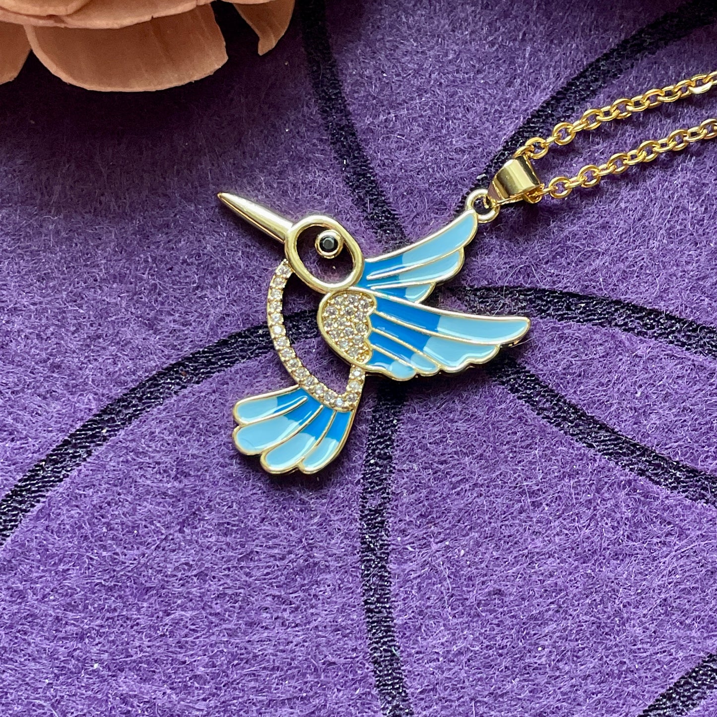 Gold Hummingbird Charm Necklace