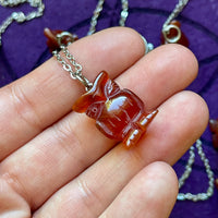 Carnelian Agate Owl Carving Necklace