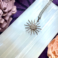 Small Silver Sun Charm Necklace