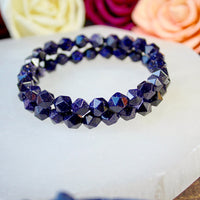 Blue Goldstone faceted 8mm beaded bracelet