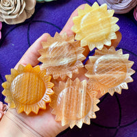 Honey Calcite Sunflower Carving