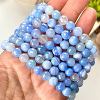 Aura Blue Lace Agate 8mm Faceted Beaded bracelet