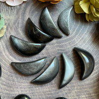 Silver Sheen Obsidian Moon Carving