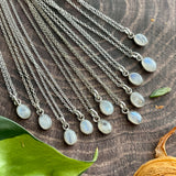 Rainbow Moonstone Small Pendant Sterling Silver Necklace